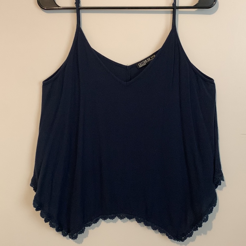 Cotton On (Navy Blue) Flowy Spaghetti Strap with Lacing Detail on Bottom